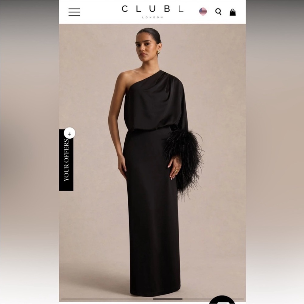 Club L London Elegant Black One-Shoulder Gown